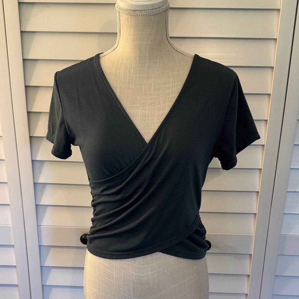 90 Degree By Reflex Teal Wrap Crop Top